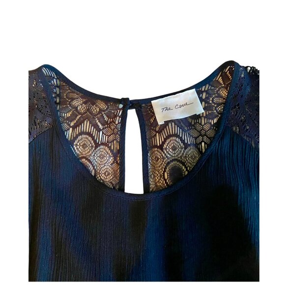 NWT The Cove Black Crochet Lace Crinkle Baby doll Mini Dress S - Picture 3 of 7